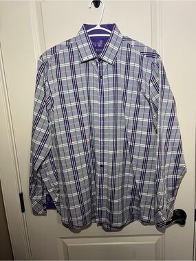NWOT Zagiri Men's Purple Plaid Button-Down Shirt